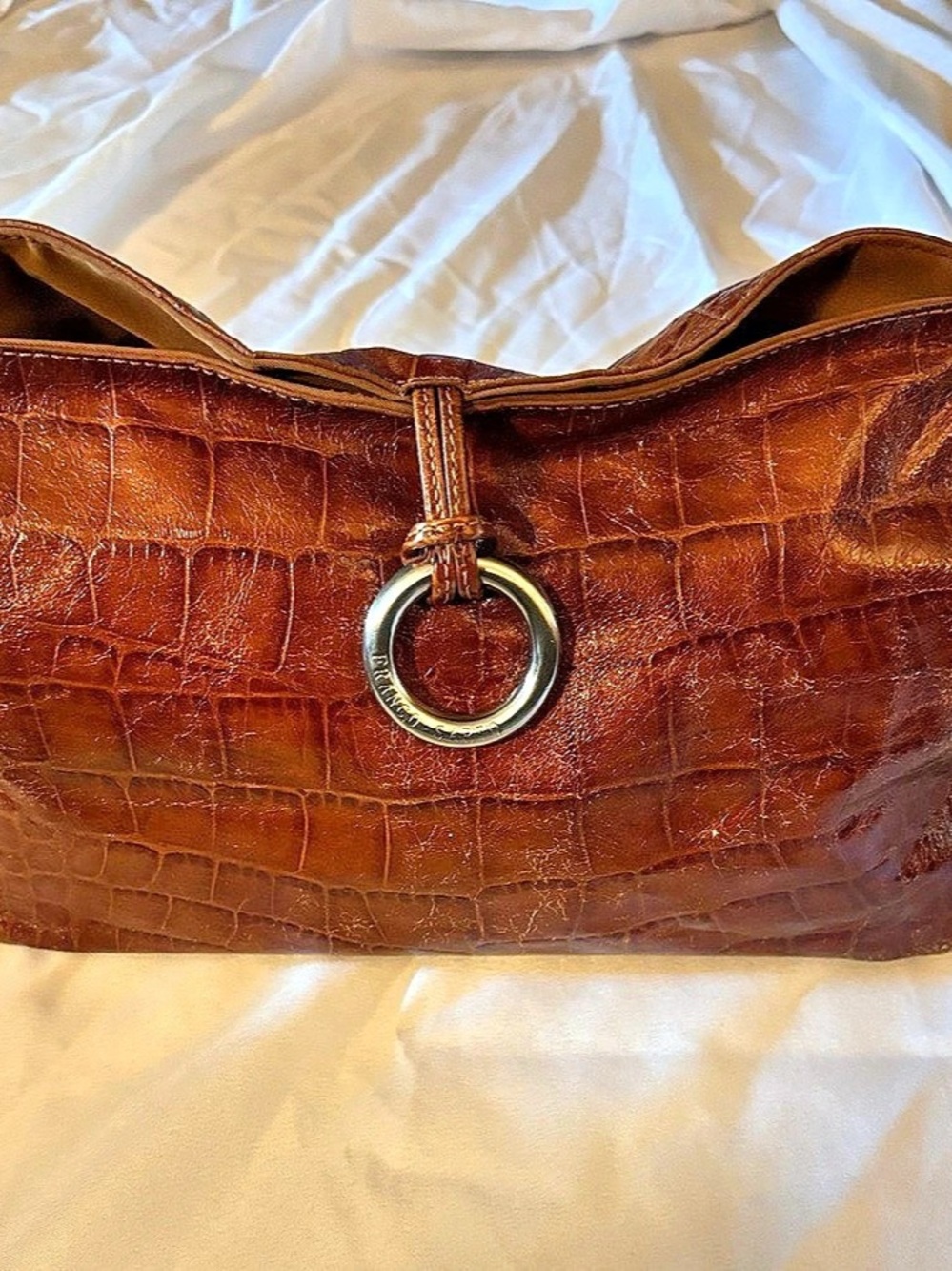 Franco Sarto Crocodile-Embossed Brown Shoulder Bag